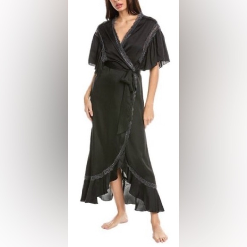 🆕 Free People Intimately Moonbeam Black Ruffle Robe
